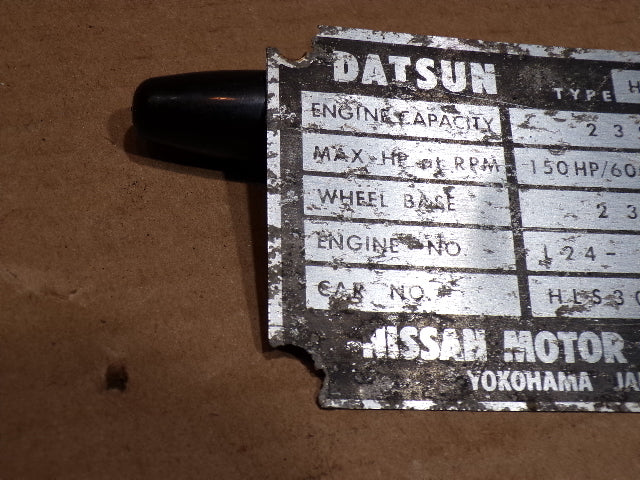 Datsun 240Z 1971 Series One Specifications Plate