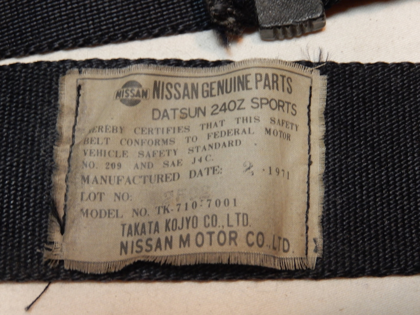 Datsun 240Z Series One Clip Pin Buckle Shoulder Belt