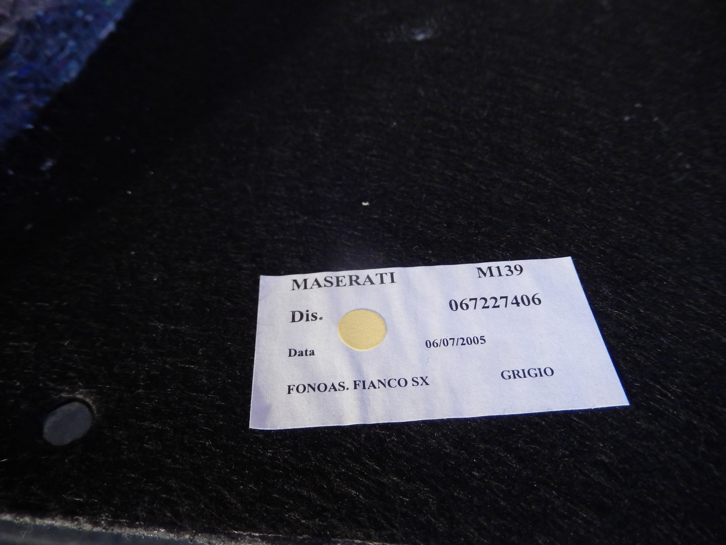 Maserati Quattroporte OEM Trunk / Boot Interior Drivers Side Quarter Panel