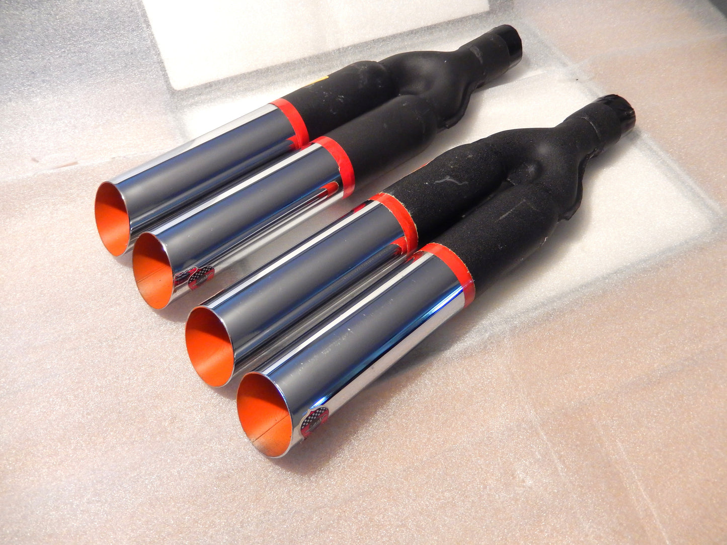 ANSA NOS Pair of Twin Slant Cut Exhaust Tips - Ferrari Type SKU # T238