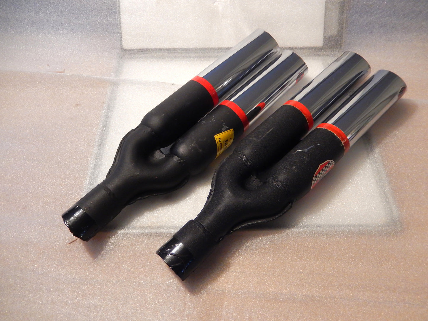 ANSA NOS Pair of Twin Slant Cut Exhaust Tips - Ferrari Type SKU # T238