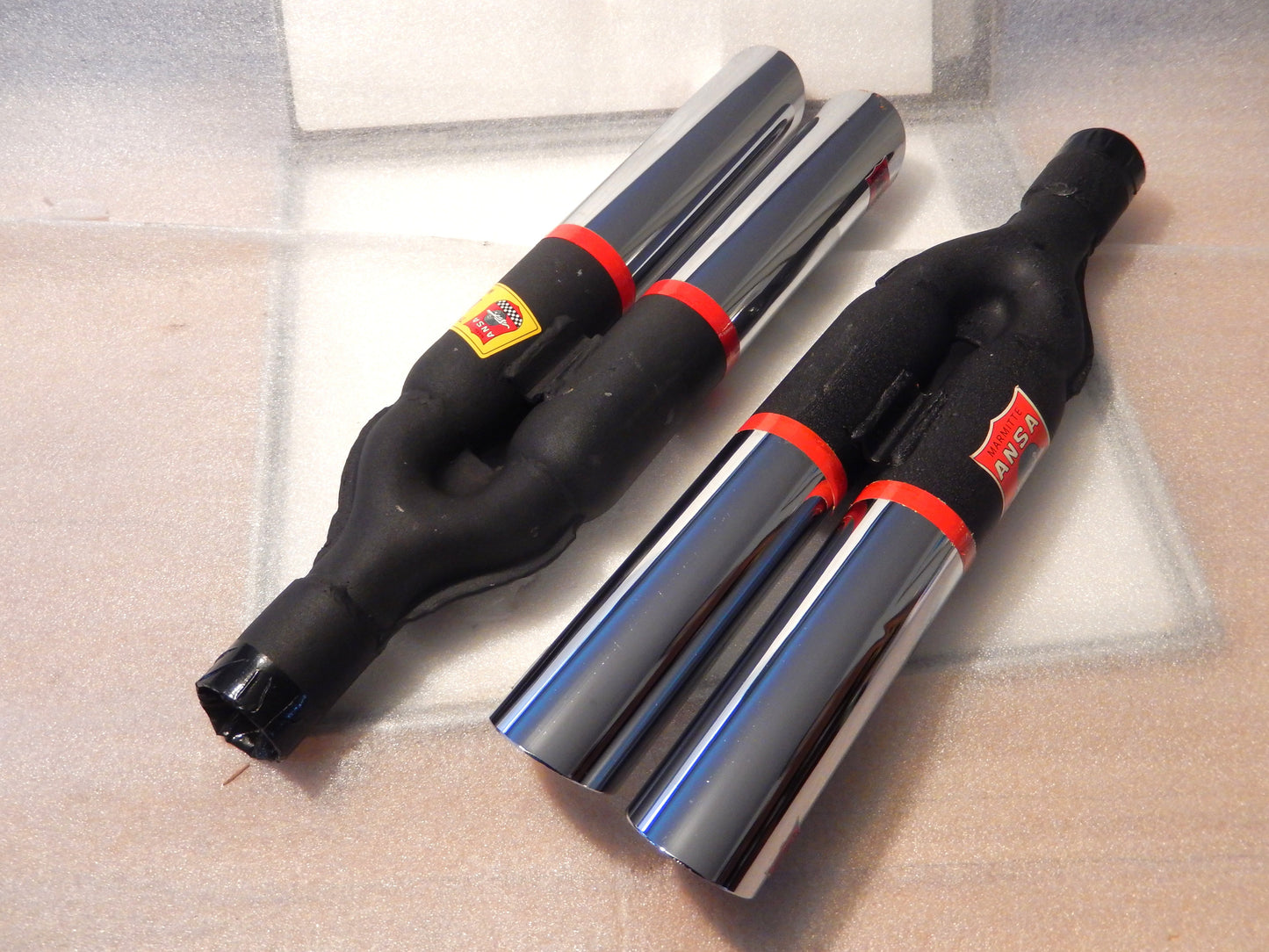 ANSA NOS Pair of Twin Slant Cut Exhaust Tips - Ferrari Type SKU # T238