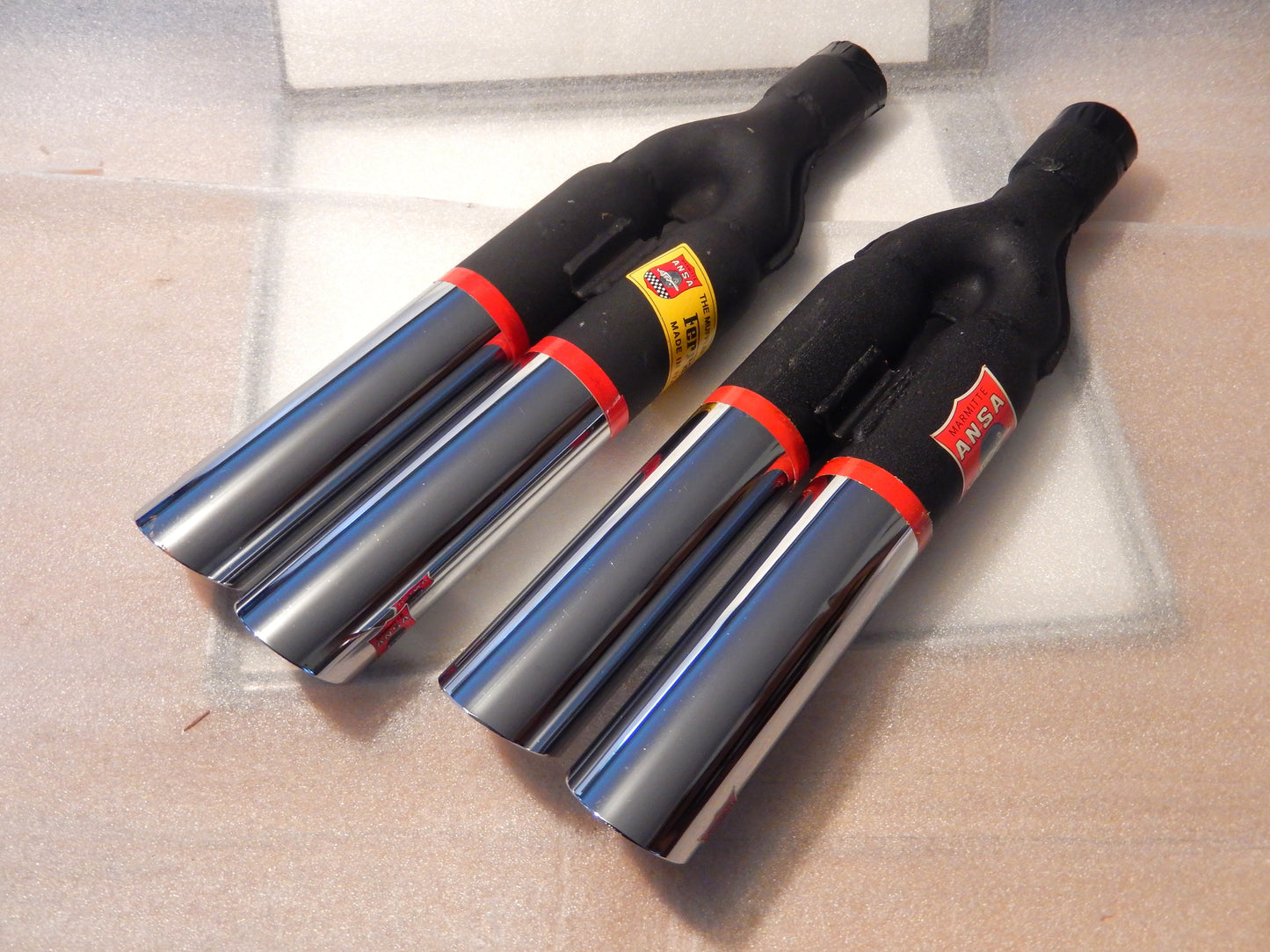 ANSA NOS Pair of Twin Slant Cut Exhaust Tips - Ferrari Type SKU # T238
