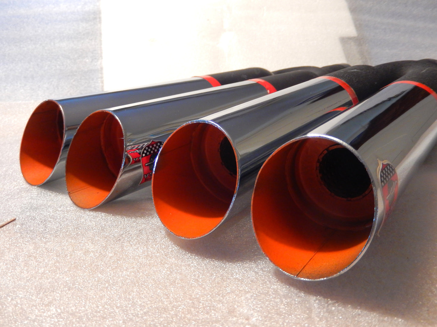 ANSA NOS Pair of Twin Slant Cut Exhaust Tips - Ferrari Type SKU # T238