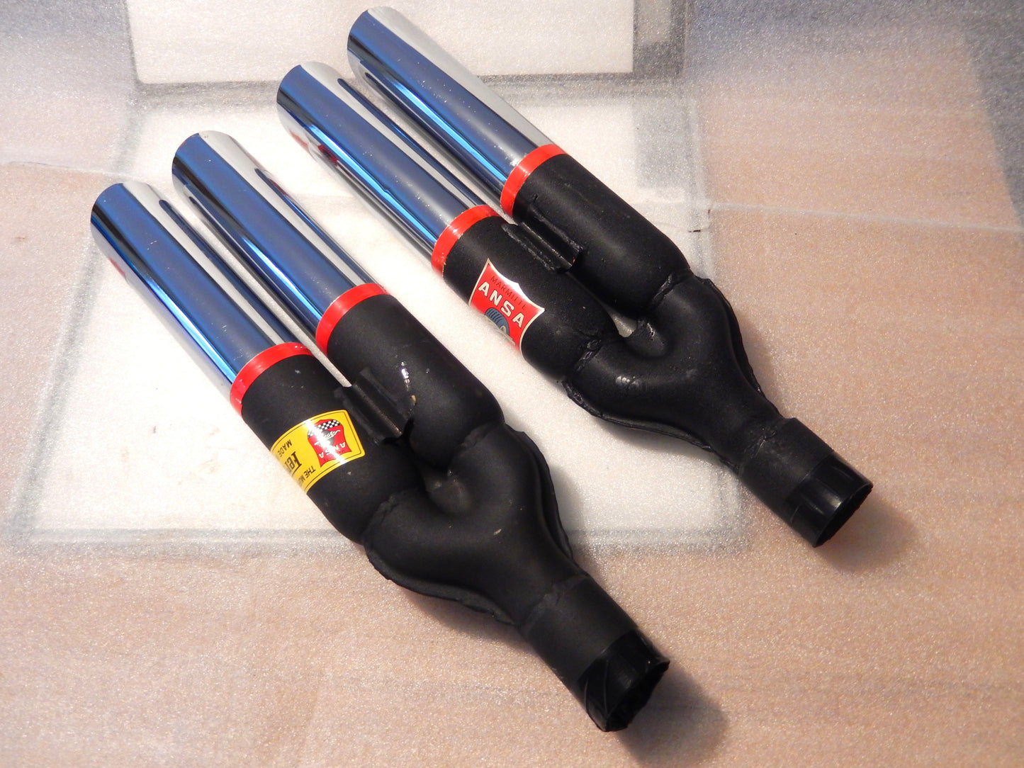 ANSA NOS Pair of Twin Slant Cut Exhaust Tips - Ferrari Type SKU # T238