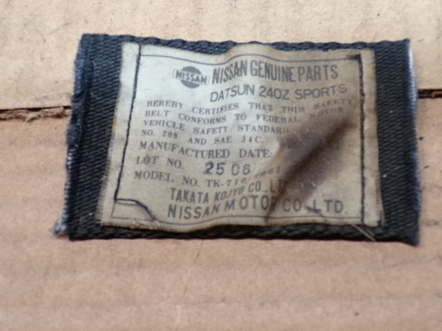 Datsun 240Z Seat Belt Label