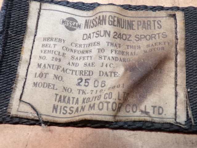 Datsun 240Z Seat Belt Label