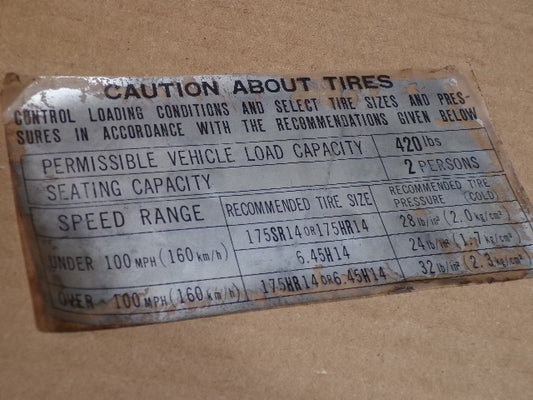 Datsun 240Z Series One Glove Box Interior Plate Label