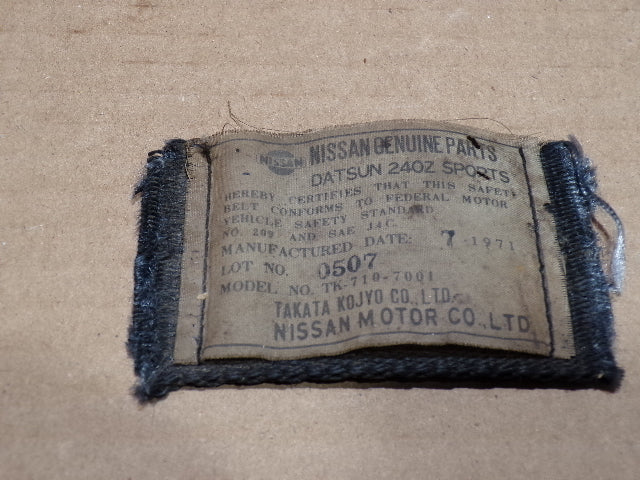 Datsun 240Z 1971 Series One Seat Belt Label (Copy)