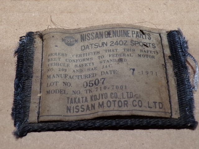 Datsun 240Z 1971 Series One Seat Belt Label (Copy)