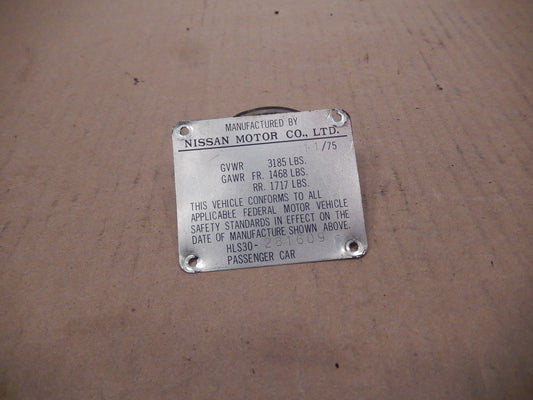 Datsun 26OZ - 280Z OEM ID Plate