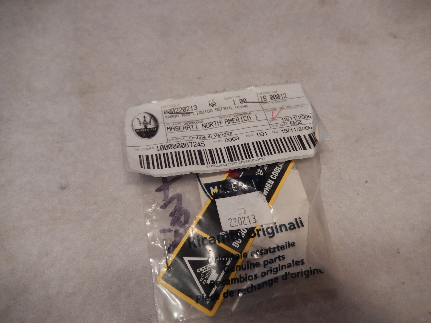 Maserati Quattroporte M-139 GT NOS Engine Bay Coolant Warning Sticker