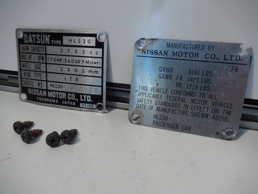 Datsun OEM 280Z ID Plates