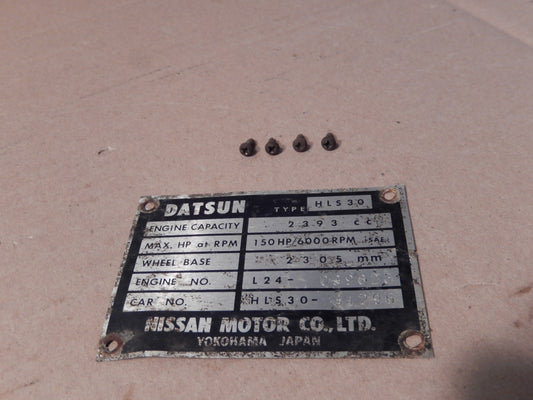Datsun 240Z Vehicle Identification Plate