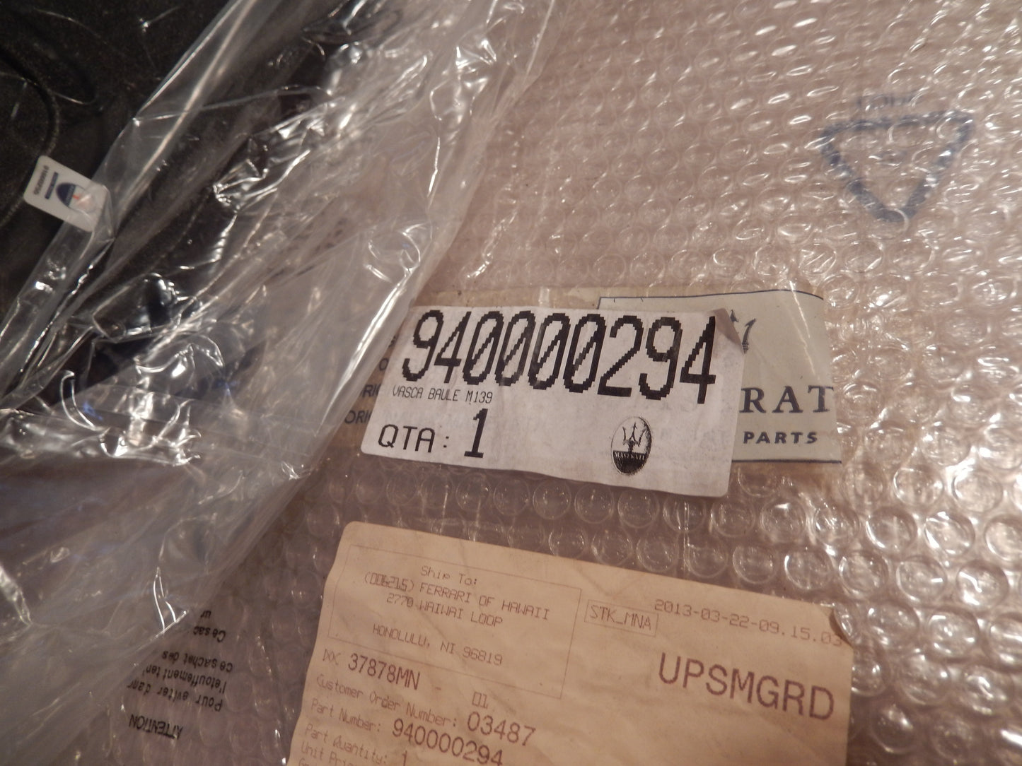 Maserati Quattroporte M-139 05 - 08 Trunk / Boot LUGGAGE PAD # 940000294