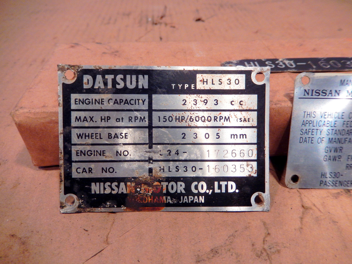 Datsun 240Z Vehicle Identification Plates