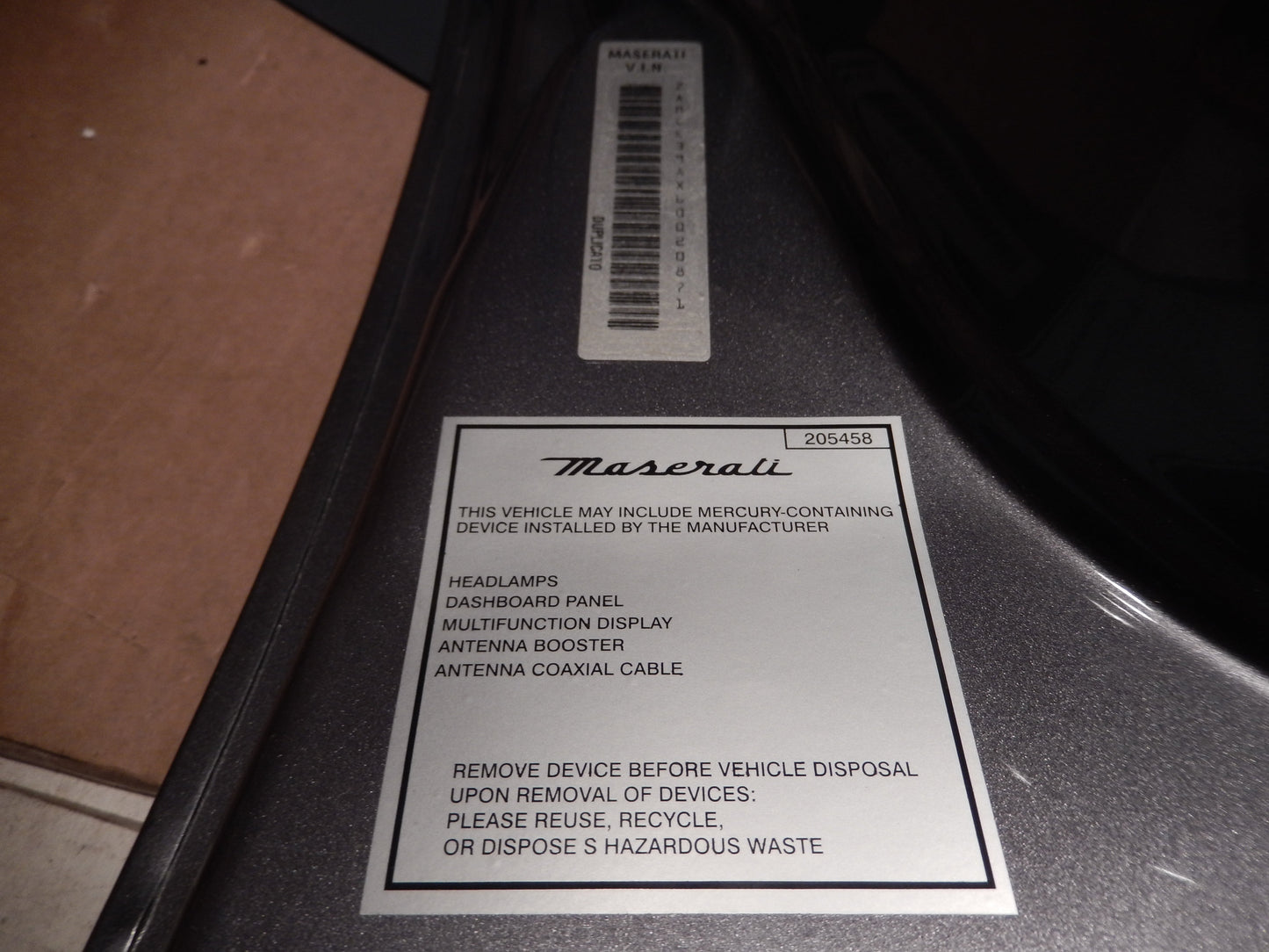 Maserati Quattroporte Front Driver's Side Door